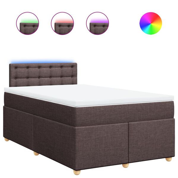 vidaXL Cama box spring con colch&oacute;n tela marr&oacute;n oscuro 120x190 cm