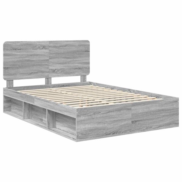 vidaXL Estructura de cama con cabecera Gris Sonoma 140 x 200 cm
