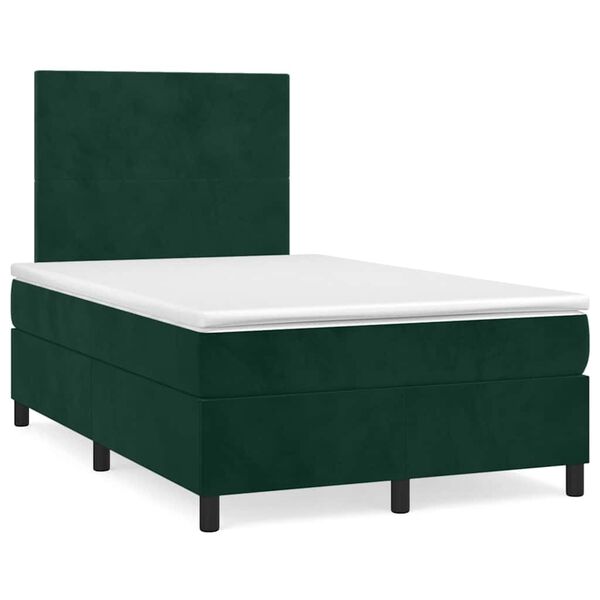 vidaXL Cama box spring con colch&oacute;n terciopelo verde oscuro 120x200 cm