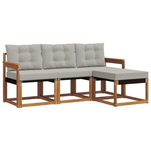 vidaXL Conjunto de sof&aacute;s de exterior 4 uds. Gris Natural y Claro