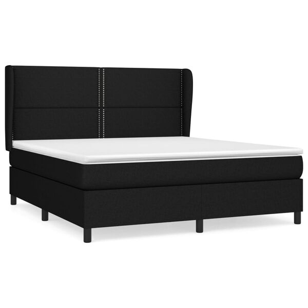 vidaXL Cama box spring con colch&oacute;n tela negro 160x200 cm