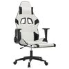 vidaXL Silla gaming con reposapiés cuero sintético blanco negro