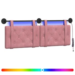 vidaXL Cabecero colgante Con luz LED Rosa Terciopelo