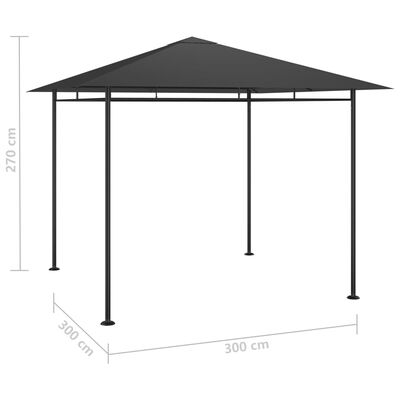 vidaXL Cenador gris antracita 3x3x2,7 m 180 g/m²