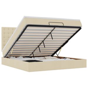 vidaXL Estructura de cama otomana con colch&oacute;n tela crema 180x200cm