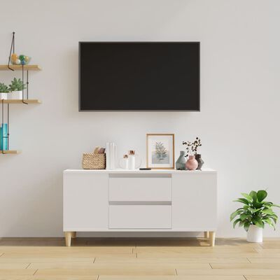 vidaXL Mueble para TV madera contrachapada blanco 102x44,5x50 cm