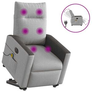 vidaXL Sill&oacute;n de masaje el&eacute;ctrico reclinable elevable tela gris nube