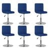 vidaXL Sillas de comedor giratorias 6 unidades tela azul