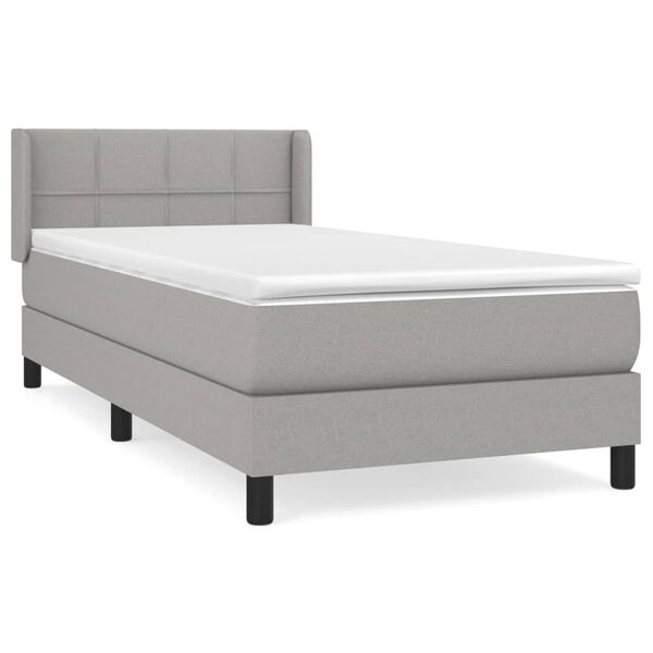 vidaXL Cama box spring con colch&oacute;n tela gris claro 90x200 cm