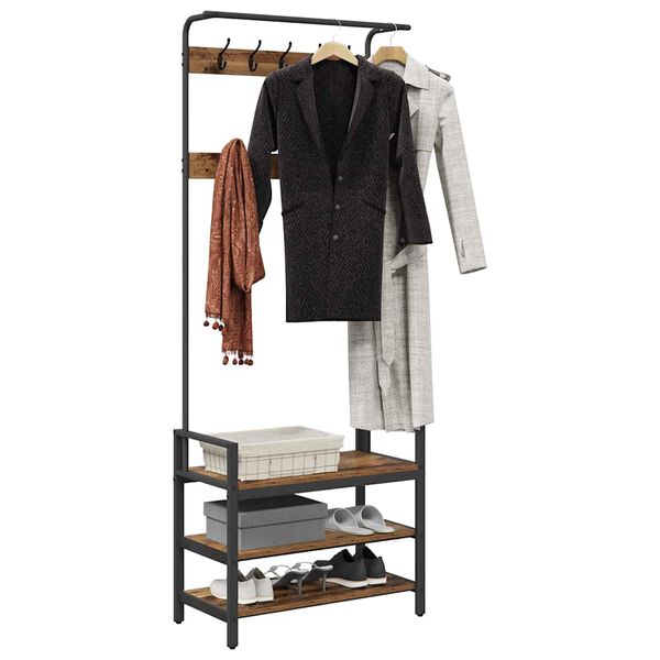 vidaXL Perchero Madera vieja 75 x 34 x 184 cm Madera de ingenier&iacute;a