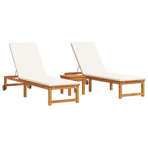 vidaXL Tumbona 3 uds. Madera de Acacia S&oacute;lida Marr&oacute;n