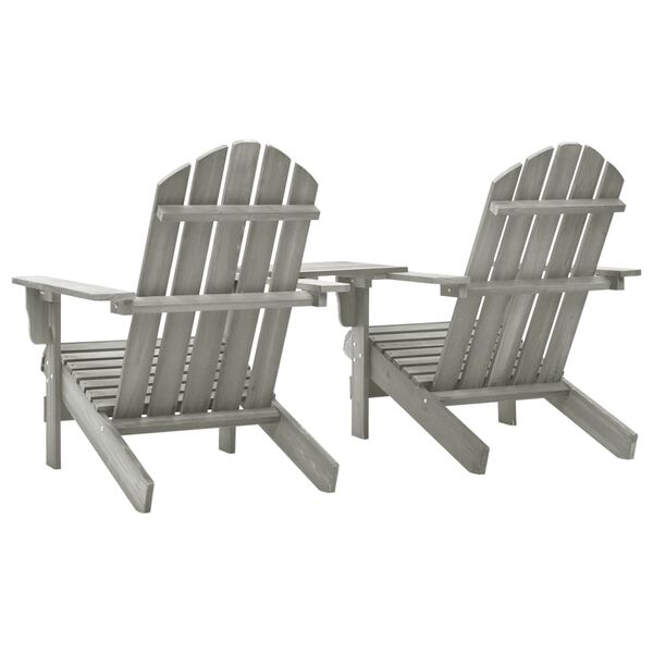 vidaXL Sillas Adirondack de jardín y mesita madera maciza abeto gris