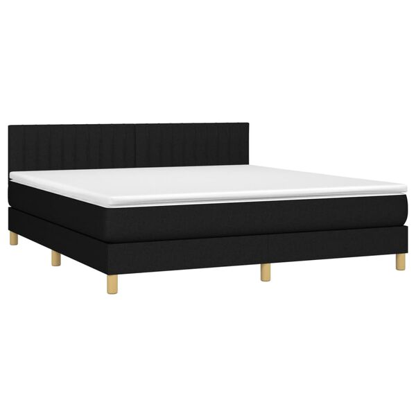 vidaXL Cama box spring con colch&oacute;n LED tela negro 160x200 cm