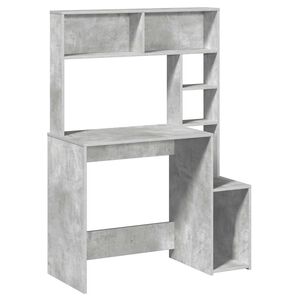 vidaXL Escritorio de estantes contrachapada gris hormig&oacute;n 100x45x140cm