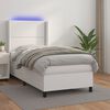 vidaXL Cama box spring y colch&oacute;n LED cuero sint&eacute;tico blanco 90x200 cm