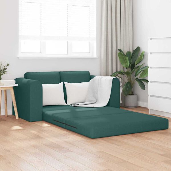 vidaXL Sof&aacute; cama 60cm Verde oscuro tela