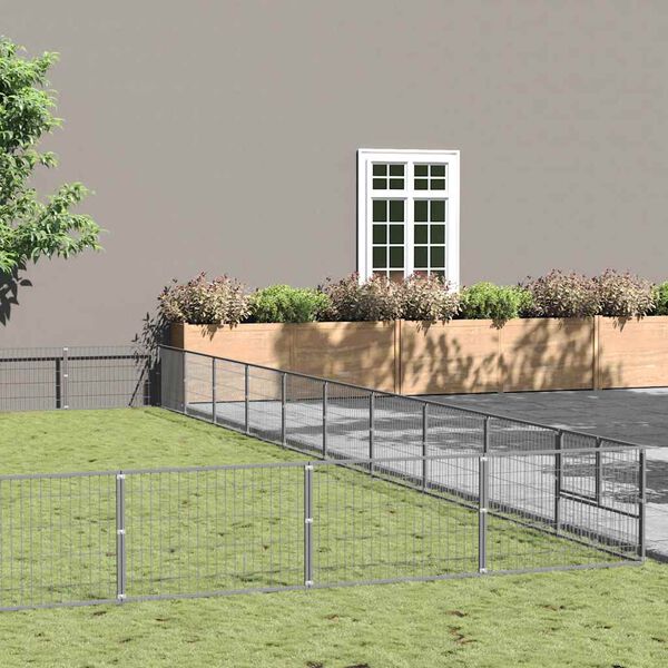 vidaXL Perrera plateada 100 m&sup2; acero