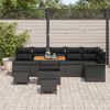 vidaXL Conjunto de sof&aacute;s de jard&iacute;n 9 pcs Negro rat&aacute;n sint&eacute;tico