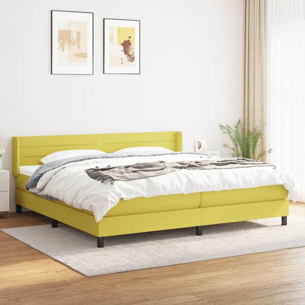 vidaXL Cama box spring con colch&oacute;n tela verde 200x200 cm
