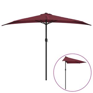 vidaXL Sombrilla balc&oacute;n semicircular aluminio burdeos 300x155x223 cm