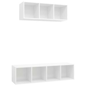 vidaXL Juego de muebles de sal&oacute;n 2 piezas madera de ingenier&iacute;a blanco