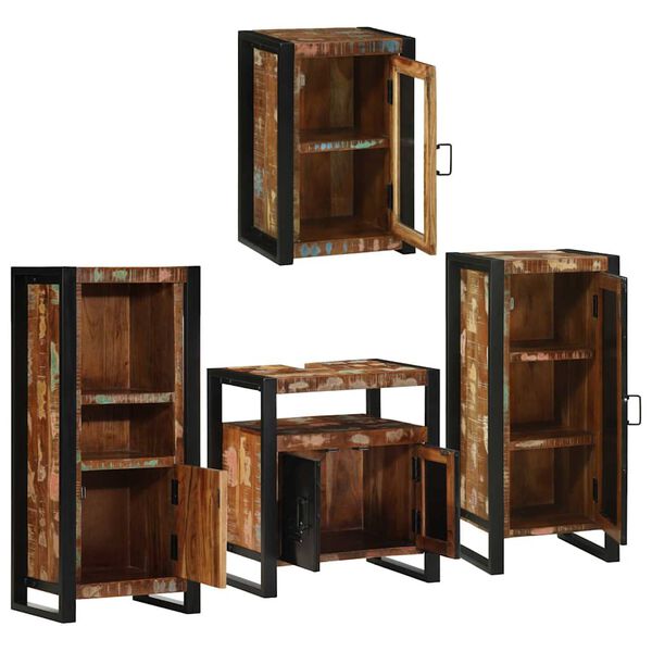 vidaXL Juego de muebles de baño 4 pcs Madera reciclada maciza