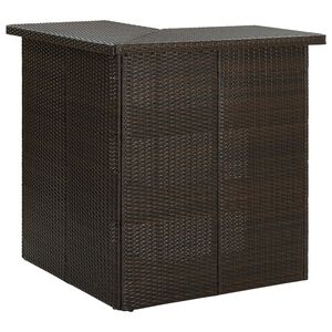 vidaXL Mesa de bar de esquina marr&oacute;n rat&aacute;n sint&eacute;tico 100x50x105 cm