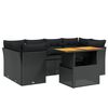 vidaXL Set de comedor de jard&iacute;n 7 pzas y cojines rat&aacute;n sint&eacute;tico negro