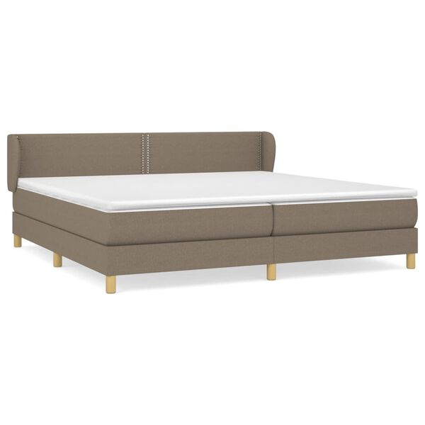 vidaXL Cama box spring con colch&oacute;n tela gris taupe 200x200 cm