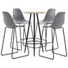 vidaXL Juego de mesa alta y taburetes 5 piezas pl&aacute;stico gris