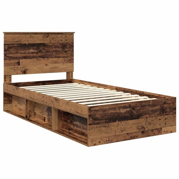 vidaXL Estructura de cama con cabecera Madera vieja 100 x 200 cm