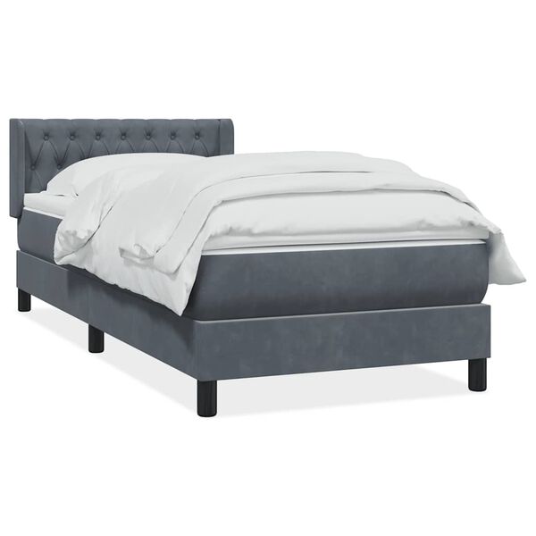 vidaXL Cama box spring con colch&oacute;n terciopelo gris oscuro 100x220 cm