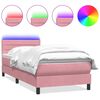 vidaXL Cama box spring con colch&oacute;n y LED terciopelo rosa 100x210 cm