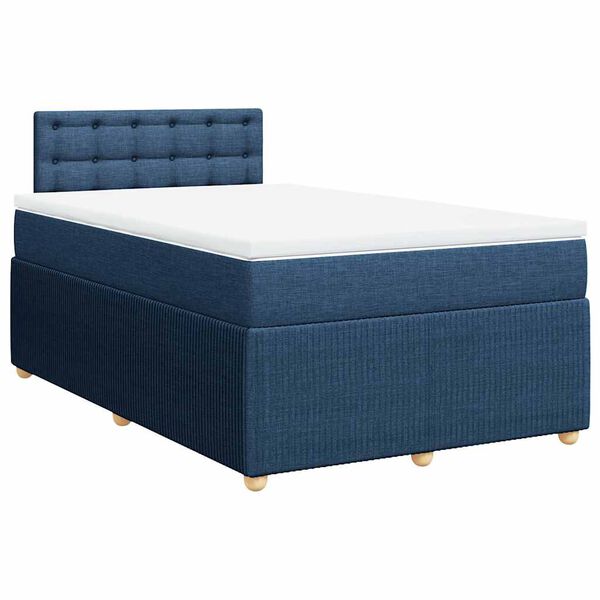 vidaXL Cama box spring con colch&oacute;n tela azul 120x200 cm