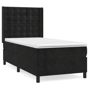 vidaXL Cama box spring con colch&oacute;n terciopelo negro 100x200 cm