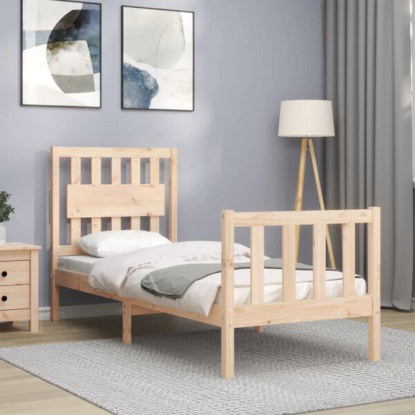 vidaXL Estructura de cama individual con cabecero madera maciza