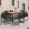 vidaXL Set de comedor de jard&iacute;n de 7 piezas PVC rat&aacute;n negro y marr&oacute;n