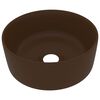 vidaXL Lavabo de lujo redondo cer&aacute;mica marr&oacute;n oscuro mate 40x15 cm