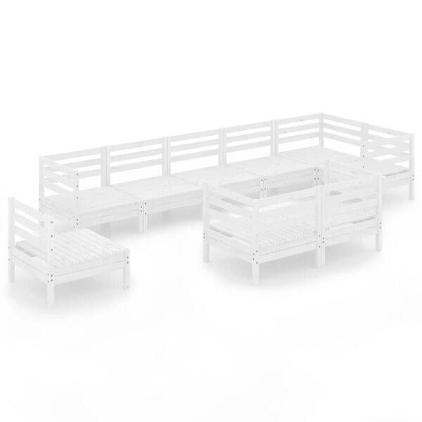 vidaXL Juego de muebles de jard&iacute;n 9 piezas madera maciza pino blanco