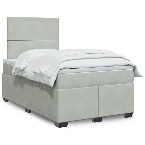 vidaXL Cama box spring con colch&oacute;n terciopelo gris claro 120x190 cm