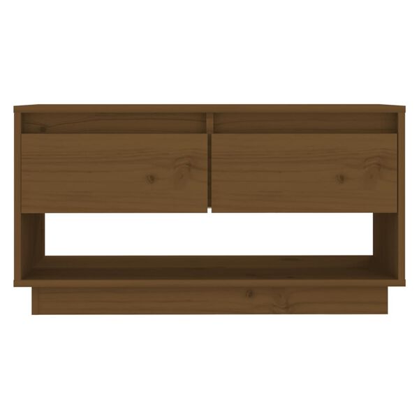 vidaXL Mueble de TV madera maciza de pino marrón miel 74x34x40 cm