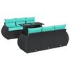 vidaXL Set sof&aacute;s jard&iacute;n y cojines 7 pzas rat&aacute;n sint&eacute;tico acacia negro