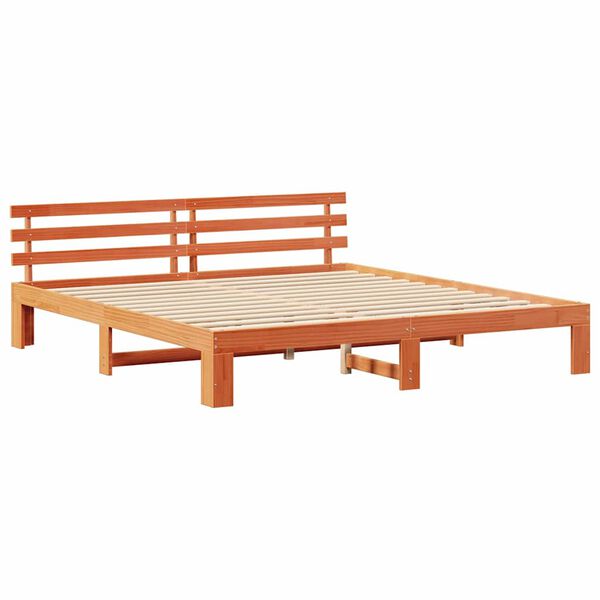 vidaXL Estructura de cama con cabecera Marr&oacute;n cera 180 x 200 cm