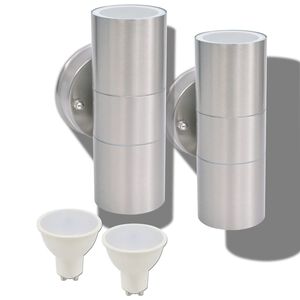 vidaXL L&aacute;mpara de exterior 2 uds acero ascendente/descendente