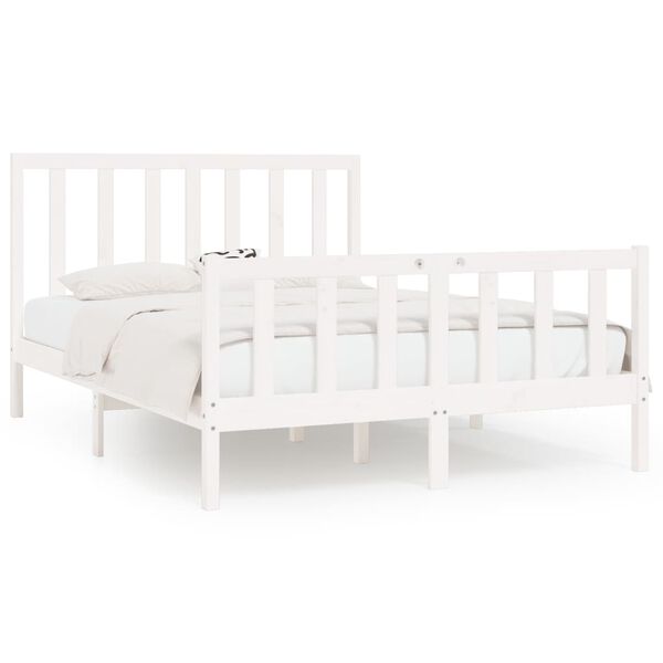 vidaXL Estructura de cama de madera maciza blanca 160x200 cm