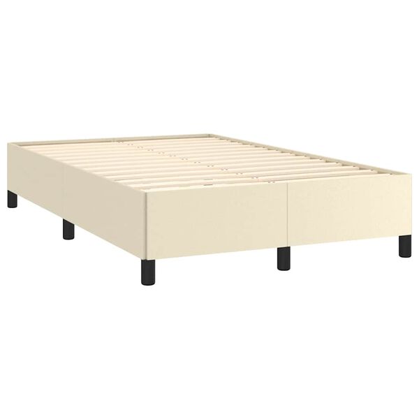 vidaXL Estructura de cama sin colch&oacute;n cuero sint&eacute;tico crema 120x190 cm