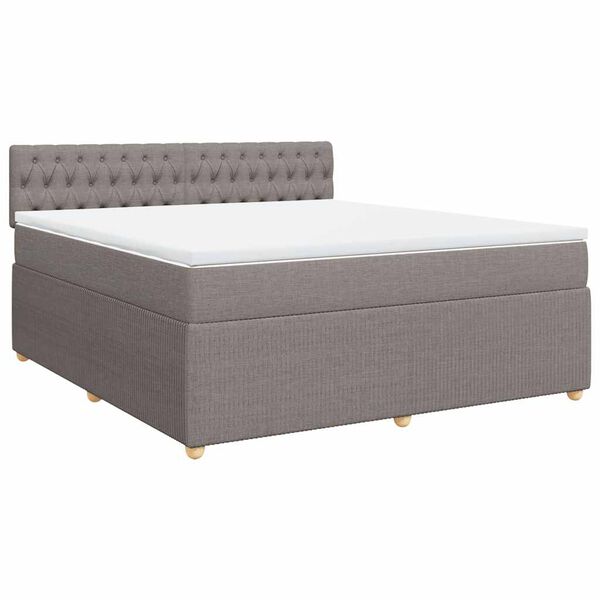 vidaXL Cama box spring con colch&oacute;n tela gris taupe 180x200 cm