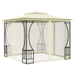 vidaXL Cenador con redes color crema 300x300x265 cm