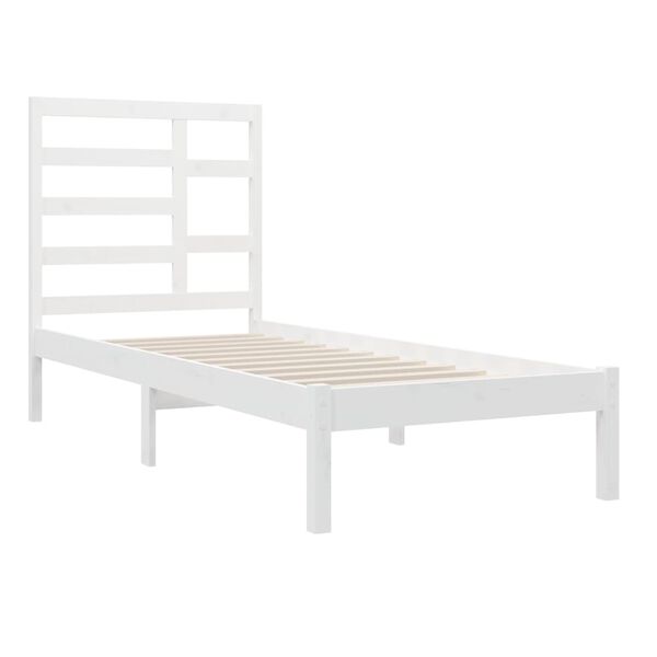 vidaXL Estructura de cama sin colch&oacute;n madera maciza blanco 100x200 cm