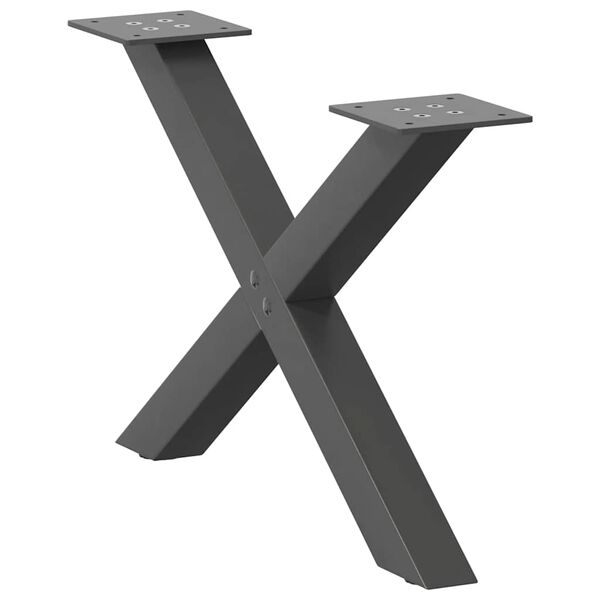 vidaXL Patas para mesa de centro en forma de X (2 unidades), antracita, 60 x (30-31) cm, acero